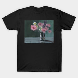 Pink Roses Daisies and Lavender in Glass Vase T-Shirt